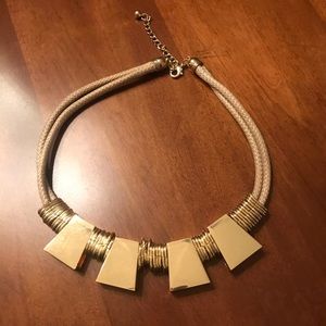Gold and Tan Statement Necklace.